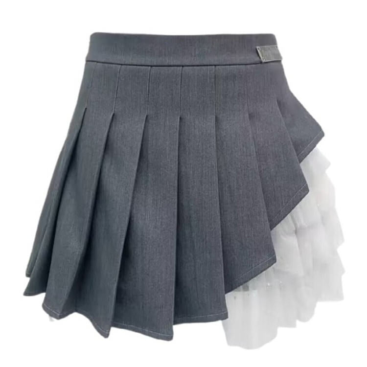 Y2K Aesthetic Layered Gray Cargo Skirt for Trendy Coquette and Grunge Outfits