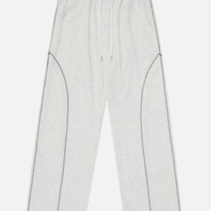 Y2K Aesthetic Line Patchwork Sweatpants for Trendy Grunge and Coquette Outfits