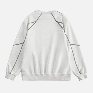 Y2K Aesthetic Line Patchwork Sweatshirt - Trendy Grunge Style for Cozy Outfits