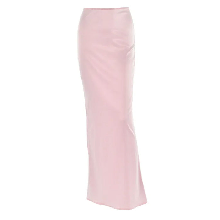 Y2K Aesthetic Mermaid Core Satin Maxi Skirt for Trendy Coquette and Grunge Styles