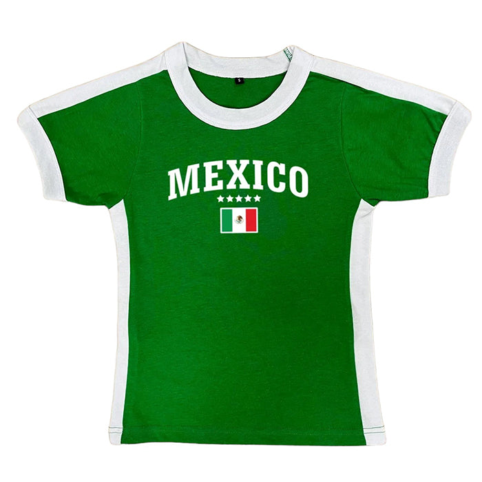 Y2K Aesthetic Mexico Raglan Baby Tee - Cute Top for Coquette and Grunge Styles