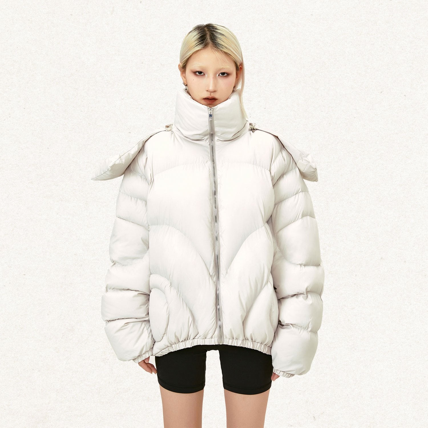 Y2K Aesthetic Multi-Module Padded Jacket for Cozy Grunge and Coquette Style Outfits