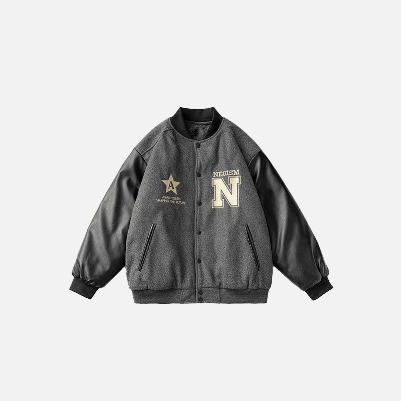 Y2K Aesthetic Neoism Varsity Jacket - Trendy Grunge Style for Fashion-Forward Looks