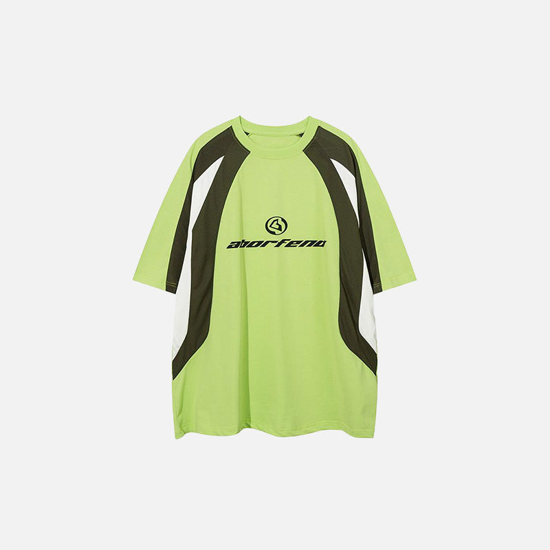 Y2K Aesthetic Neon Sports T-Shirt - Trendy Grunge Style for Bold Fashion Statements