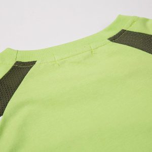 Y2K Aesthetic Neon Sports T-Shirt - Trendy Grunge Style for Bold Fashion Statements