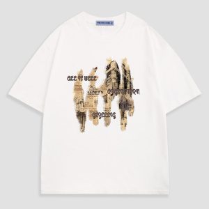 Y2K Aesthetic Newspaper Print Tee - Trendy Grunge Style Top for Unique Outfits