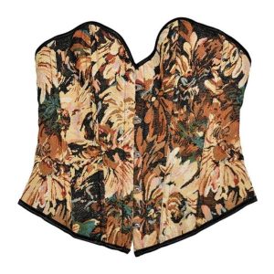 Y2K Aesthetic Oil Painting Print Tie Back Corset Top for Trendy Coquette Style