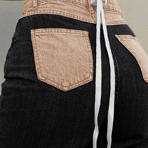 Y2K Aesthetic Panelled Contrast Color Straight Jeans for Trendy Outfits