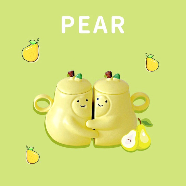 Y2K Aesthetic Pear-Shaped Couple Mugs for Cute Home Decor and Cozy Coffee Moments