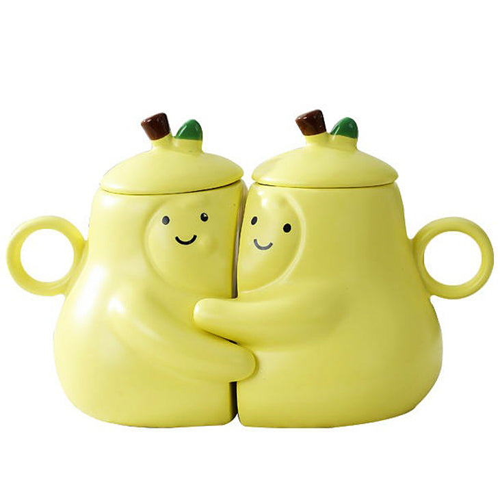 Y2K Aesthetic Pear-Shaped Couple Mugs for Cute Home Decor and Cozy Coffee Moments