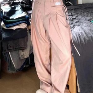 Y2K Aesthetic Pink Tailored Cargo Pants for Trendy Coquette and Grunge Outfits