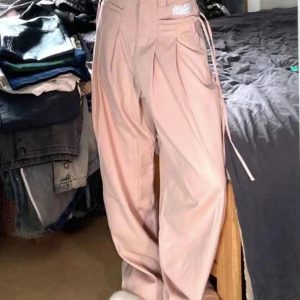 Y2K Aesthetic Pink Tailored Cargo Pants for Trendy Coquette and Grunge Outfits