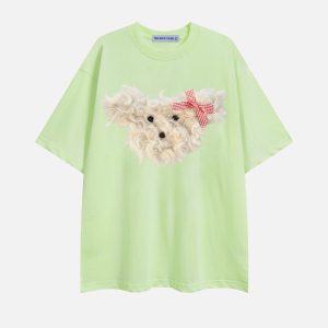 Y2K Aesthetic Plush Dog Tee - Cute and Comfy Top for Dog Lovers and Fashion Enthusiasts