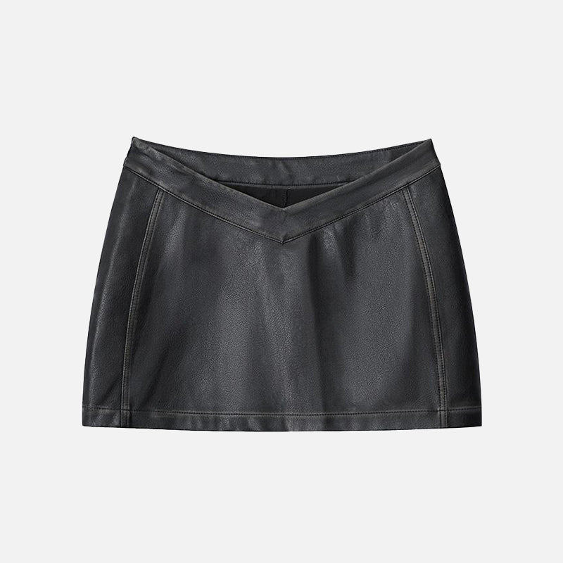 Y2K Aesthetic PU Leather Retro Skirt for Trendy Coquette and Grunge Outfits