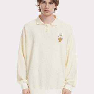 Y2K Aesthetic Rabbit Ice Cream Polo Sweatshirt - Cute and Comfy Vintage Style Top