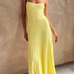 Y2K Aesthetic Rib Midi Sundress - Cute and Comfy Dress for Coquette and Grunge Styles