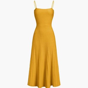 Y2K Aesthetic Rib Midi Sundress - Cute and Comfy Dress for Coquette and Grunge Styles