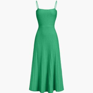 Y2K Aesthetic Rib Midi Sundress - Cute and Comfy Dress for Coquette and Grunge Styles