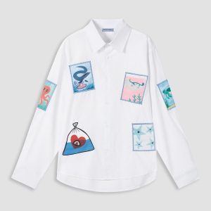 Y2K Aesthetic Sea Animal Long Sleeve Shirt - Cute Graphic Tee for Trendy Outfits