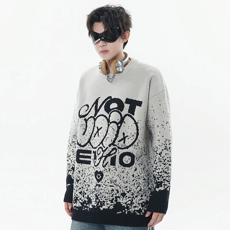 Y2K Aesthetic Sesame Jacquard Sweater - Cozy Vintage Style for Trendy Outfits