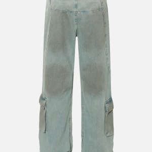 Y2K Aesthetic Simulated Dirt Washed Jeans for Trendy Grunge and Coquette Outfits