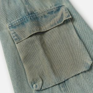 Y2K Aesthetic Simulated Dirt Washed Jeans for Trendy Grunge and Coquette Outfits