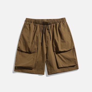 Y2K Aesthetic Solid Big Pocket Drawstring Shorts for Comfy and Stylish Outfits