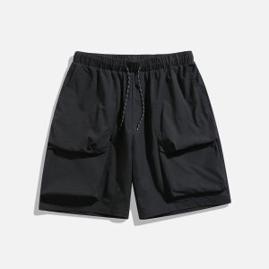 Y2K Aesthetic Solid Big Pocket Drawstring Shorts for Comfy and Stylish Outfits