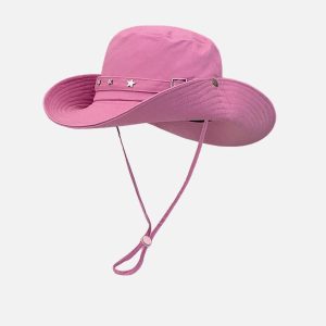 Y2K Aesthetic Star Belt Bucket Hat for Trendy Coquette and Grunge Outfits