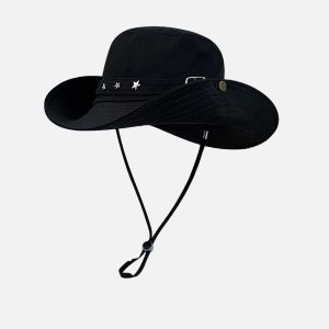 Y2K Aesthetic Star Belt Bucket Hat for Trendy Coquette and Grunge Outfits