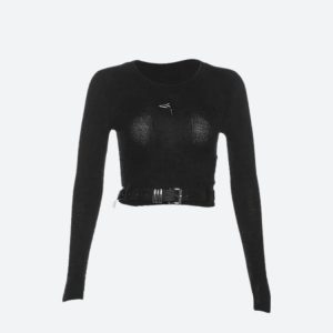 Y2K Aesthetic Star Belted Crop Top for Trendy Coquette and Grunge Outfits