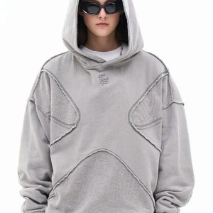 Y2K Aesthetic Stitch Hoodie - Trendy Grunge Style for a Chic Look