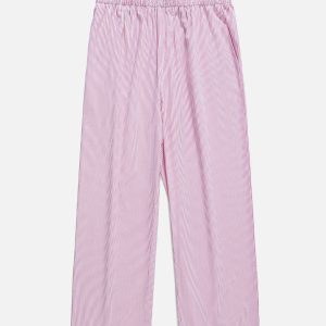 Y2K Aesthetic Stripe Double Waist Sweatpants for Comfy and Trendy Outfits