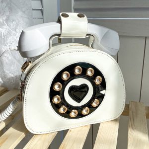 Y2K Aesthetic Telephone Design Satchel - Cute Vintage-Inspired Bag for Trendy Outfits