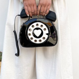 Y2K Aesthetic Telephone Design Satchel - Cute Vintage-Inspired Bag for Trendy Outfits