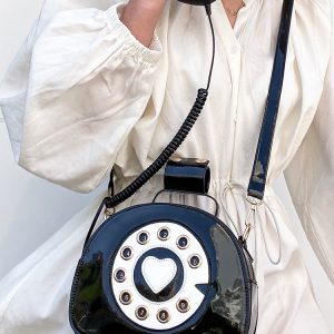 Y2K Aesthetic Telephone Design Satchel - Cute Vintage-Inspired Bag for Trendy Outfits