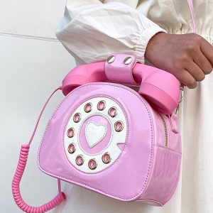 Y2K Aesthetic Telephone Design Satchel - Cute Vintage-Inspired Bag for Trendy Outfits