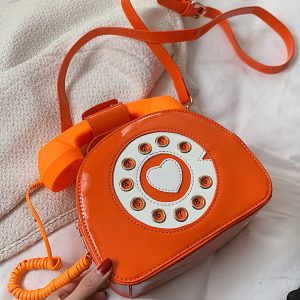 Y2K Aesthetic Telephone Design Satchel - Cute Vintage-Inspired Bag for Trendy Outfits