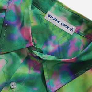 Y2K Aesthetic Tie Dye Short Sleeve Shirt - Trendy Grunge Style for Effortless Vibes