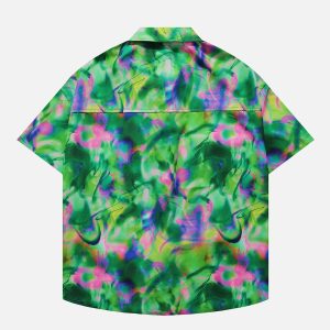 Y2K Aesthetic Tie Dye Short Sleeve Shirt - Trendy Grunge Style for Effortless Vibes