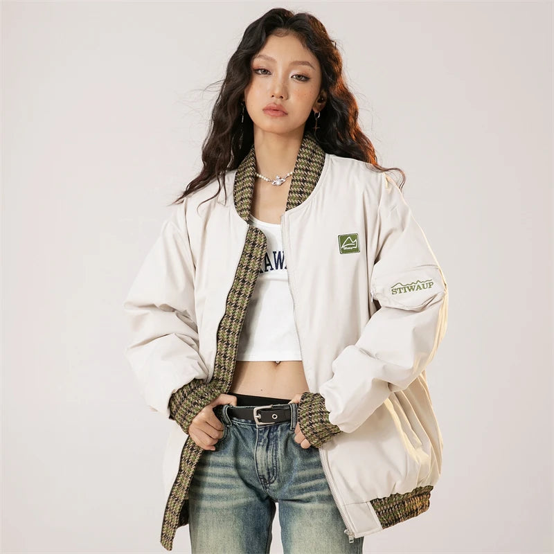 Y2K Aesthetic Urban Chic Bomber Varsity Jacket for Trendy Street Style Outfits