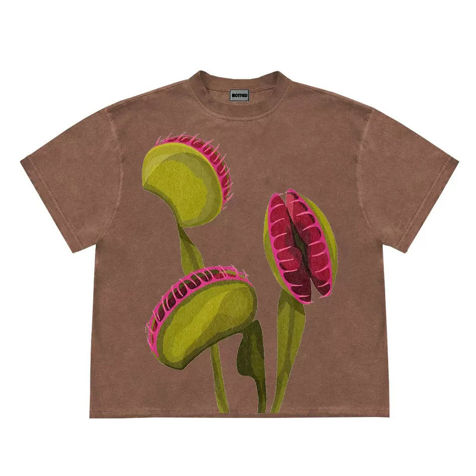 Y2K Aesthetic Venus Flytrap Graphic Tee - Cute Top for Grunge and Coquette Styles