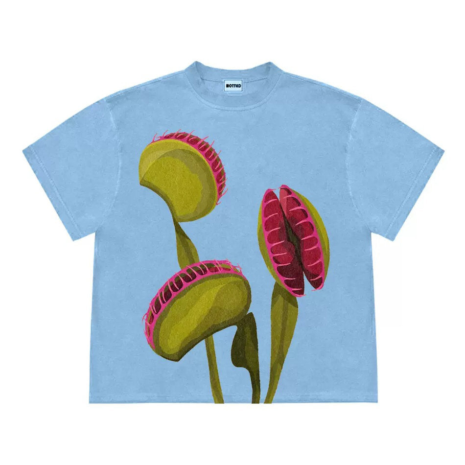 Y2K Aesthetic Venus Flytrap Graphic Tee - Cute Top for Grunge and Coquette Styles