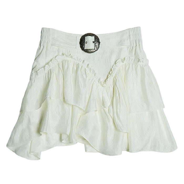 Y2K Aesthetic White Mini Skirt for Cute Coquette and Grunge Outfits