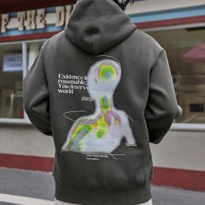 Y2K Alien Chill Graphic Hoodie - Comfy Aesthetic Top for Grunge and Coquette Styles