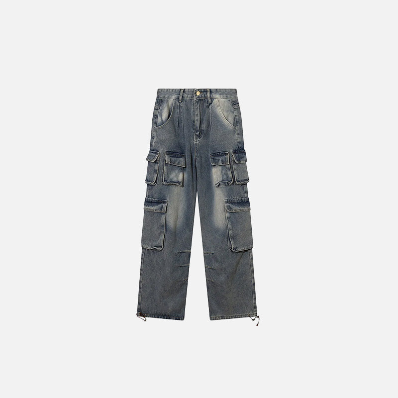 Y2K Baggy Multi Pocket Denim Cargo Pants for Trendy Aesthetic Outfits