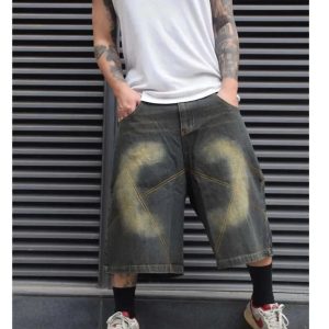 Y2K Baggy Reverse Washed Jorts for Trendy Grunge Aesthetic Outfits and Casual Looks