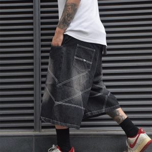 Y2K Baggy Reverse Washed Jorts for Trendy Grunge Aesthetic Outfits and Casual Looks