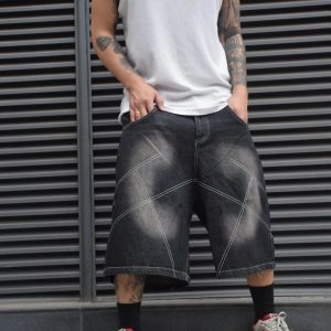 Y2K Baggy Reverse Washed Jorts for Trendy Grunge Aesthetic Outfits and Casual Looks