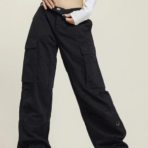 Y2K Baggy Turned-Down Cargo Pants for Trendy Coquette and Grunge Aesthetic Outfits